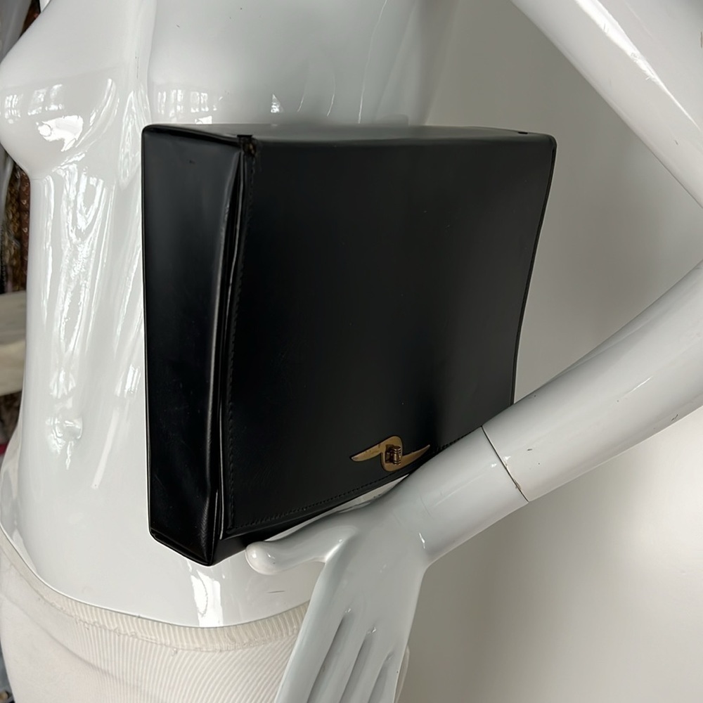 Vintage Structured Clutch Black Case Handbag